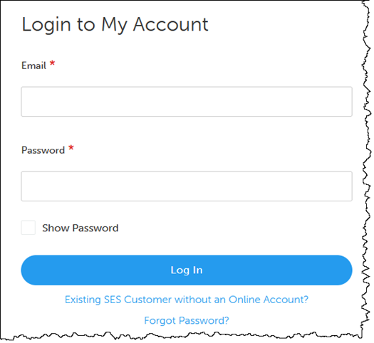 Screenshot of SES login page.