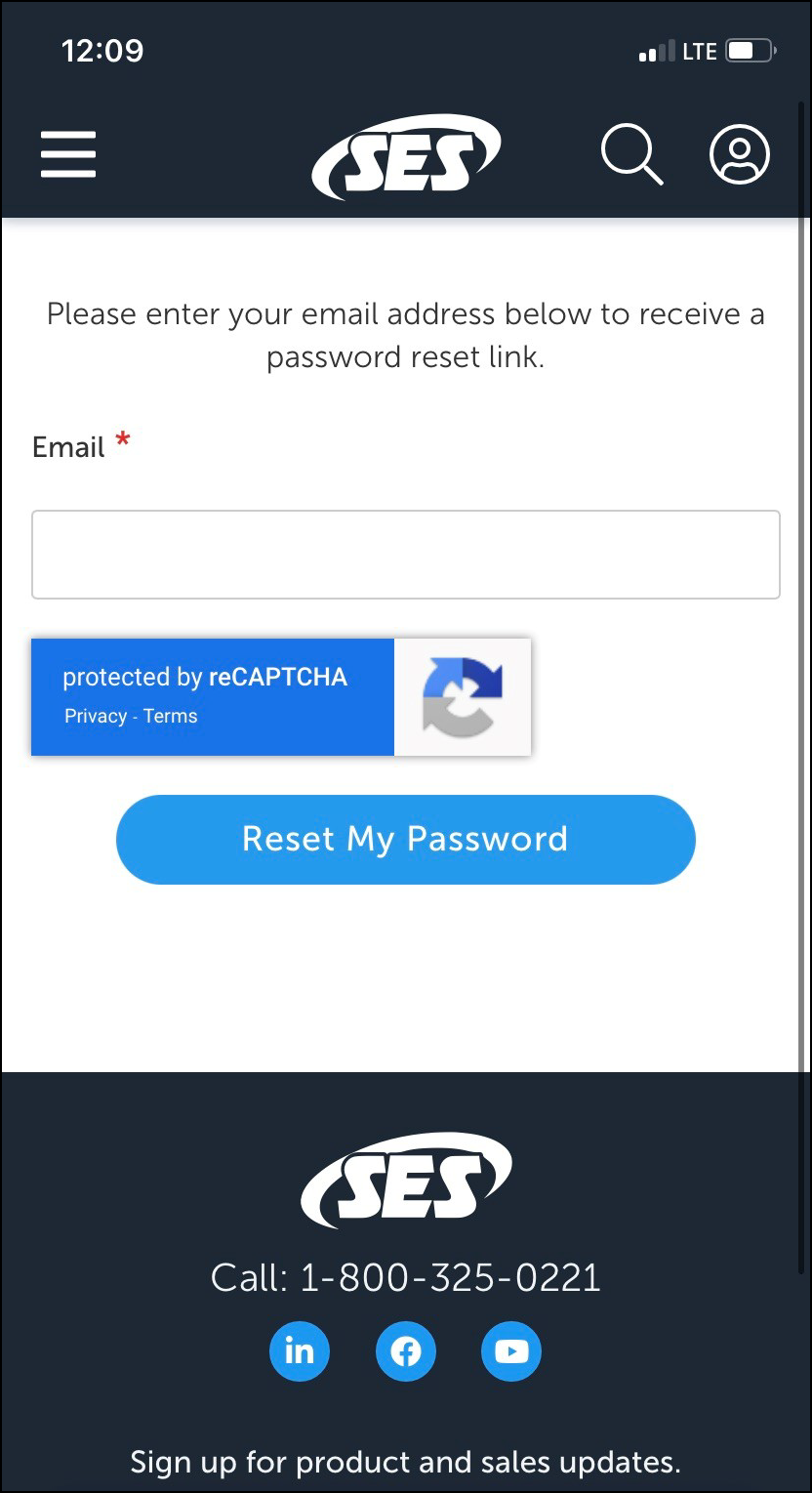 iPhone screenshot of Forgot or Reset Password page.